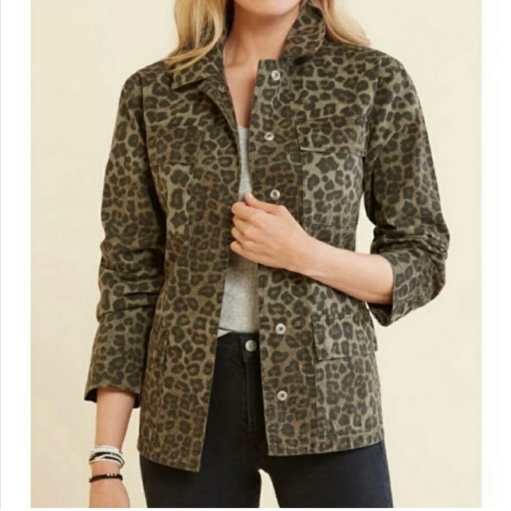 Good American Leopard Print Utility Jacket